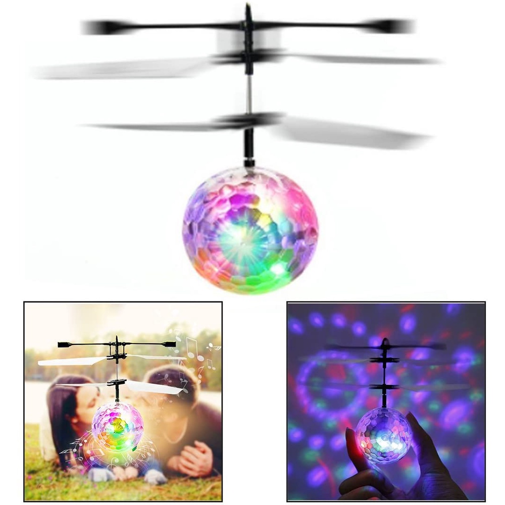 Bóng Bay Ma Thuật VikiToys Ufo Cảm Ứng Có Đèn Led Flash Có Nhạc Disco Cánh Quạt Máy Bay Trực Thăng Đầy Màu Sắc Cho Bé