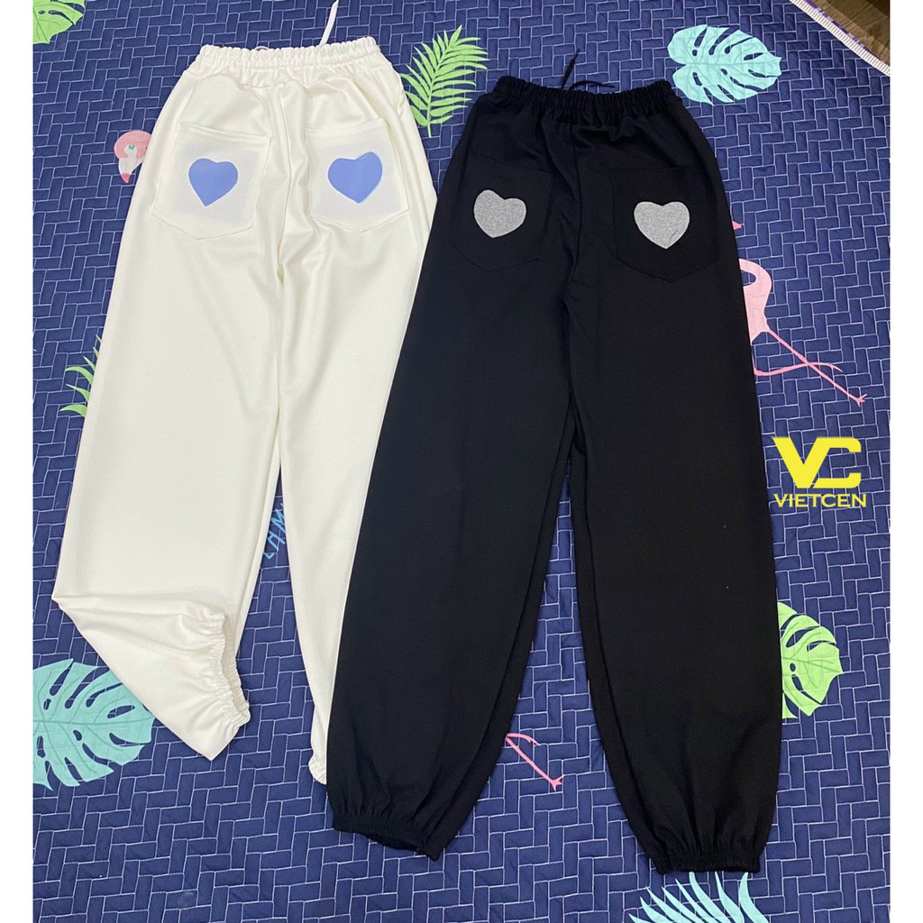 Quần Jogger Thể Thao Heart Chun Ống Unisex Nam Nữ Hot Trend - VIETCEN