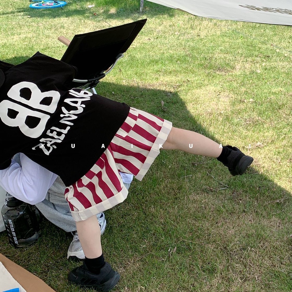 [Babycat] Hàng Có Sẵn Quần Short Kẻ Sọc Dọc Phong Cách Nhật Bản Hàn Quốc Thời Trang Mùa Hè Hàng Mới Dành Cho Trẻ Em