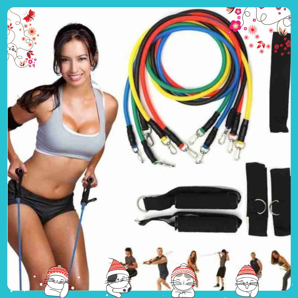 [Free Ship] Bộ Dây Ngũ Sắc Tập Gym Tại Nhà Dây Kéo Đàn Hồi Đa Năng - { Gia dụng Hà xoăn shop}