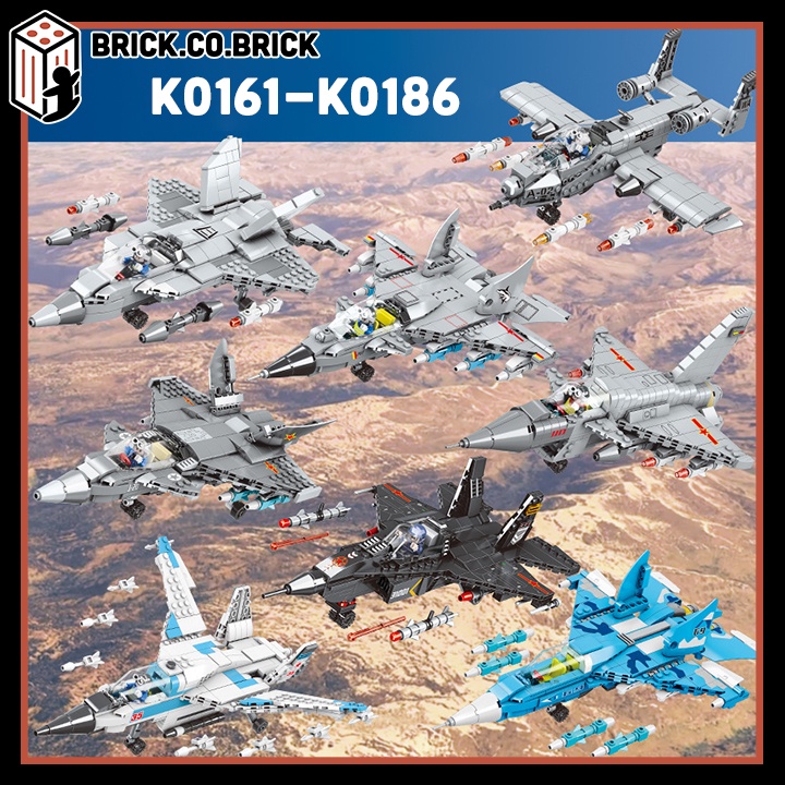 Máy Bay Phản Lực Chiến Đấu Trực Thăng Chở Hàng Vận tải Cargo Plane Mô hình Lắp ráp Helicopter Jet Air Craft Army K0161