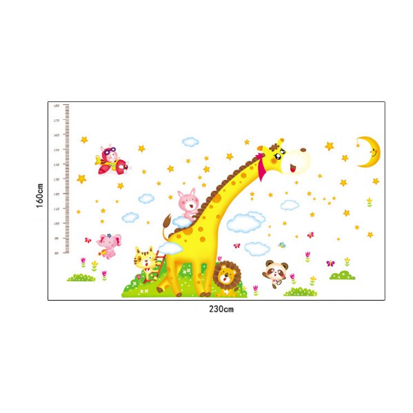 Decal trang trí Thước Đo Hươu Cao Cổ Vàng rực rỡ ( 2 TẤM )