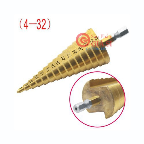 Bộ mũi khoan tháp 3 bước thẳng 4-32mm ❤️freeship❤️