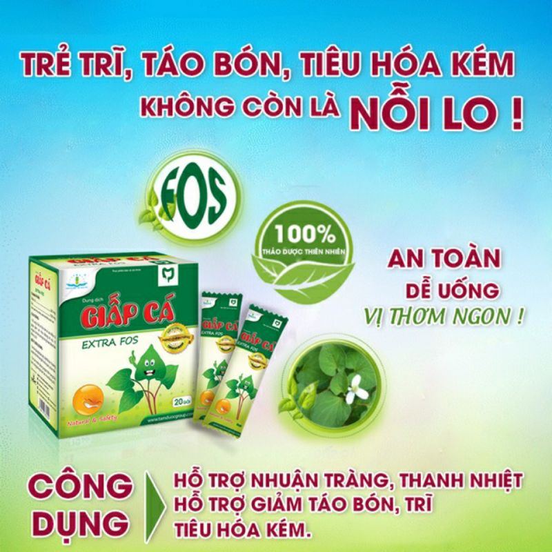 Dung Dịch Giấp Cá Extra FOS_Hỗ trợ táo bón cho bé.Hộp 20 gói ×10 ml