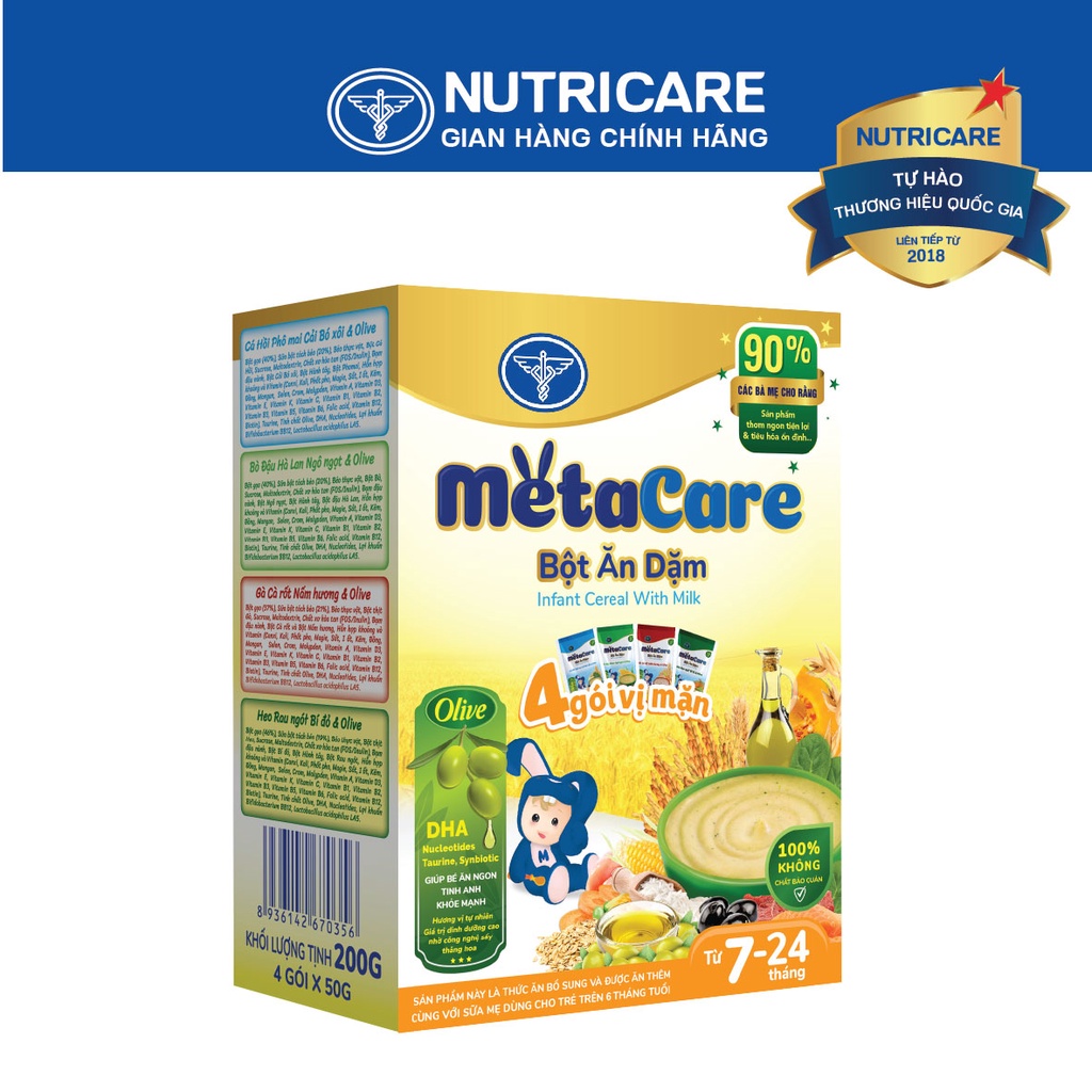 Bột ăn dặm Nutricare Metacare 4 gói vị mặn 200g