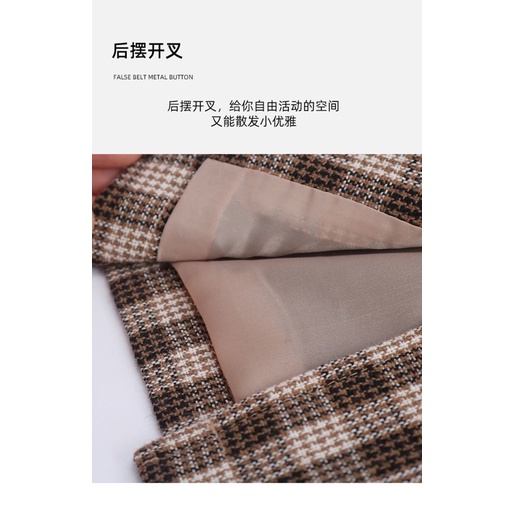 Chân váy caro dài có xẻ sau  mùa thu