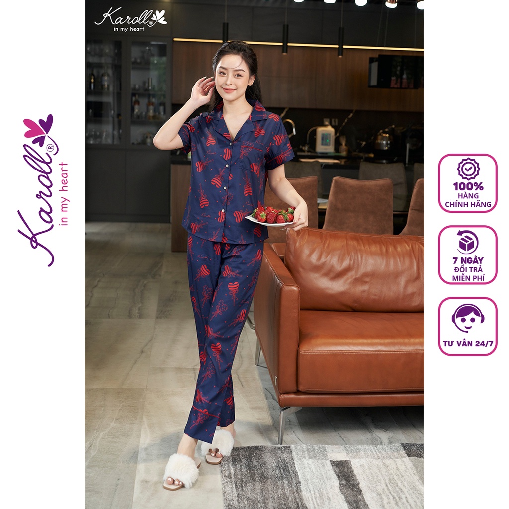 Đồ bộ nữ mặc nhà Jcvcoll - Karoll NH22.002 bộ lụa giấy kẹo