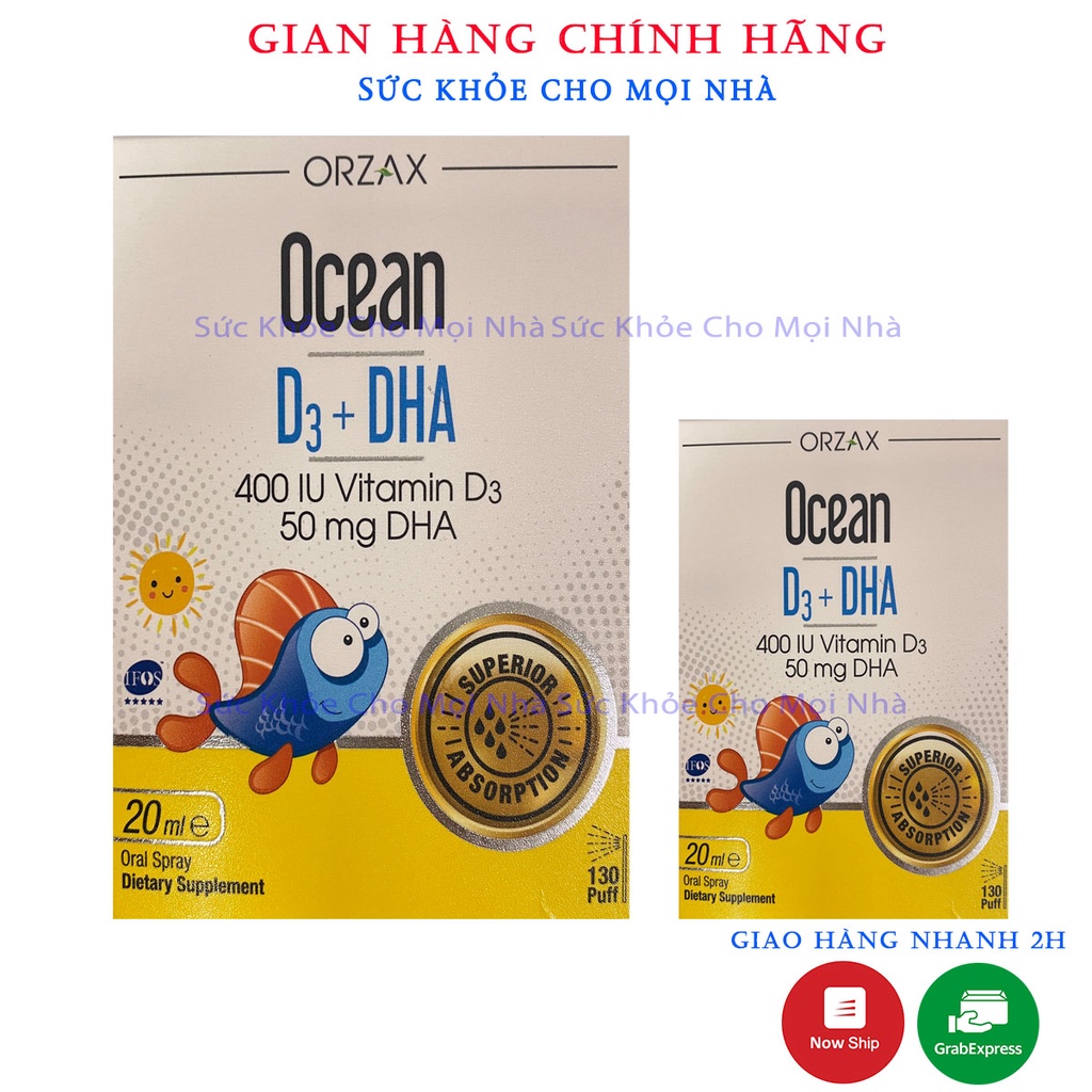 Ocean D3 + DHA  Bổ Sung Vitamin D3 Giúp Hấp Thụ Canxi,DHA Giúp Bé Thông Minh,Nhanh Nhẹn