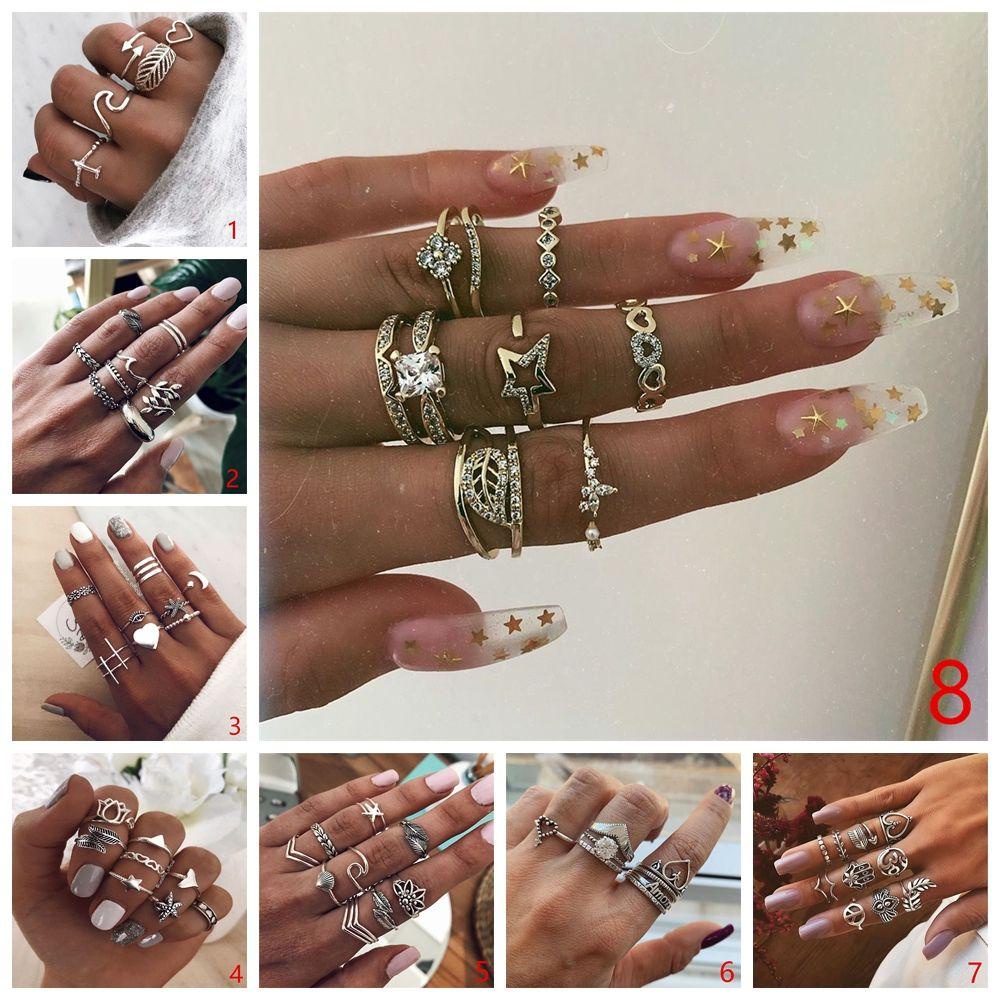 Set 15 Nhẫn Nữ Đeo Khớp Ngón Tay Phong Cách Boho