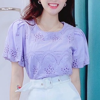 Áo sơ mi tím tay phồng CHUU A5368