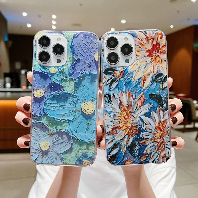 Ốp Điện Thoại TPU Dẻo Họa Tiết Hoa Kiểu Tranh Sơn Dầu Thời Trang Cho Samsung A22 M32 A71 A51 S22 Ultra S21FE S22+