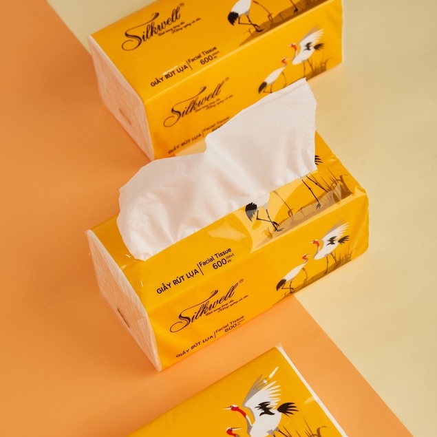 Thùng 9 giấy ăn rút Silkwell Sếu 200 tờ 3 lớp hàng cao cấp, lụa mềm mịn không tẩy trắng chính hãng