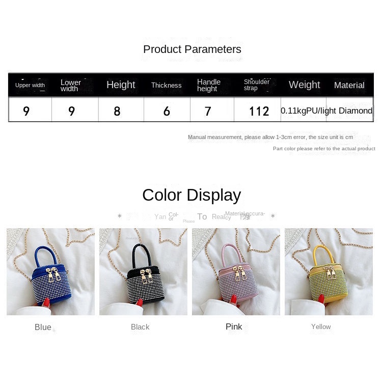 Túi Đeo Vai Hình Vuông Cỡ Nhỏ Đính Đá Lấp Lánh Phong Cách Phương Tây Thời Trang Sang Trọng Cho Nữ