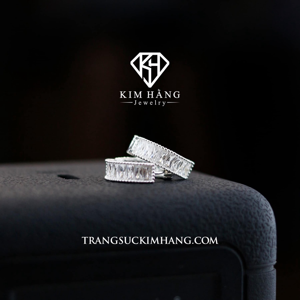 Khuyên Tai BẠC Thiết Kế Full Đá Baguette