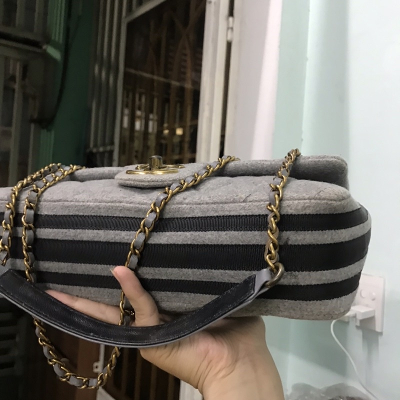 Túi cn cổ hàng si tuyển phối da và dạ ép tình trạng  90% size 25