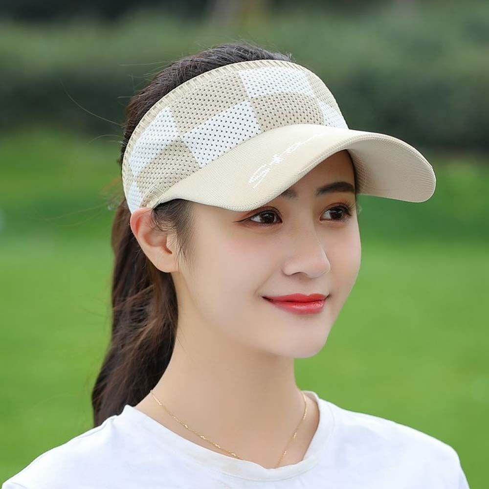 Mũ Dệt Kim Chống Nắng Họa Tiết Sọc Caro In Chữ Phong Cách Thể Thao