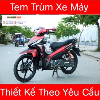 Tem trùm xe Wave Rxs đỏ đen, độ team dán phủ decal xe máy giá rẻ đẹp