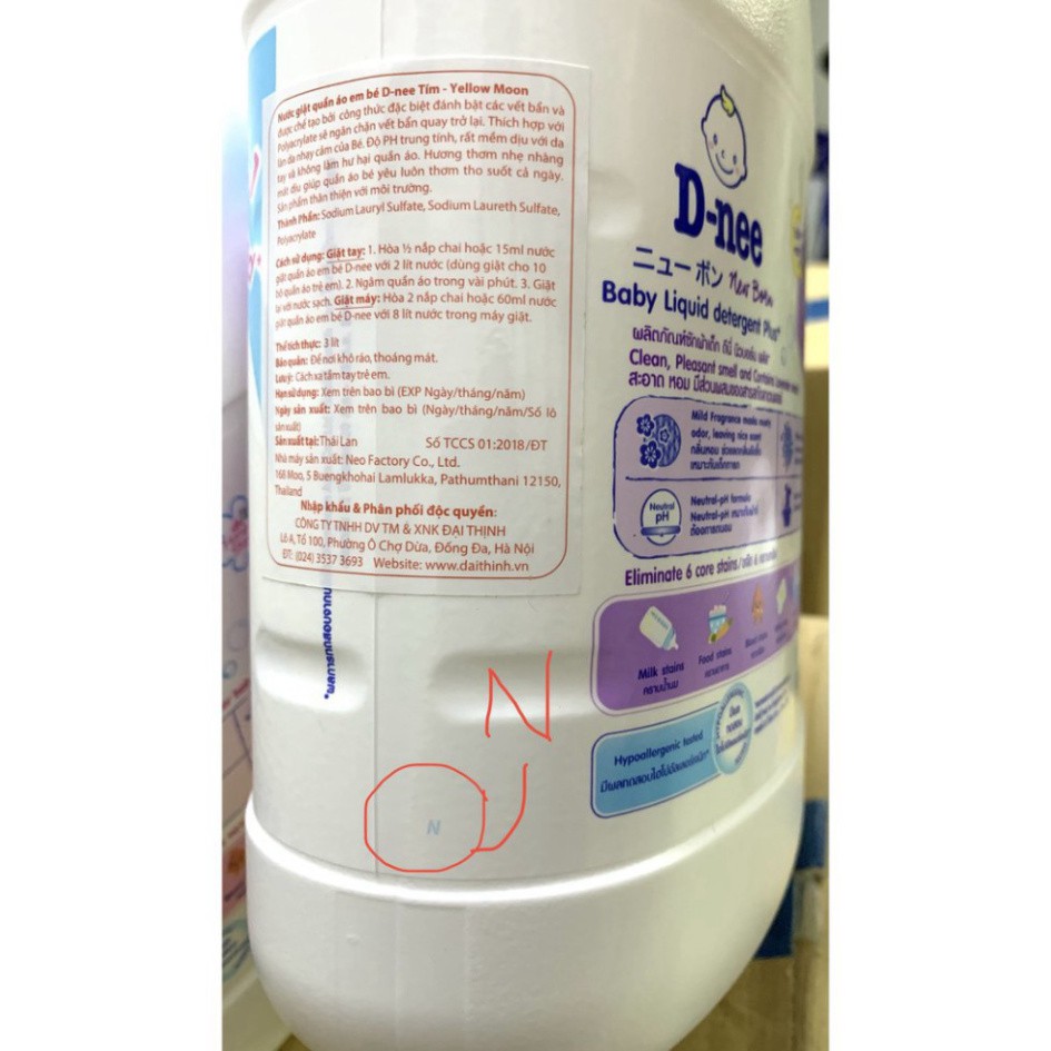 [ TP. HCM ] Nước giặt Dnee Thái Lan 3000ml chính hãng Cty Đại Thịnh (có 5 màu, date 12/2023)