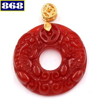 Mặt ngọc bội Tỳ Hưu đôi 3.3 đỏ