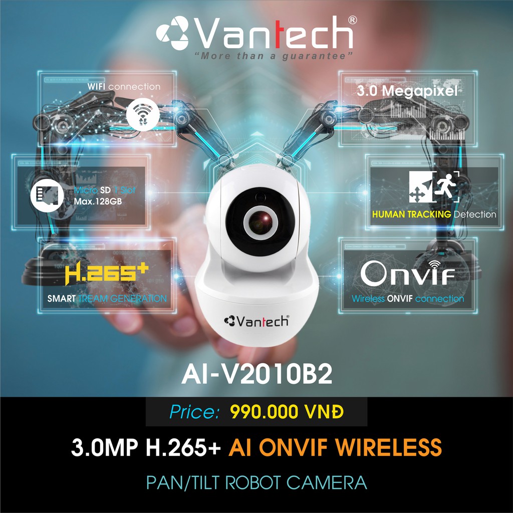 [Mã ELMS4 giảm 7% đơn 500K] CAMERA IP VANTECH - V2010B 3.0MP H265