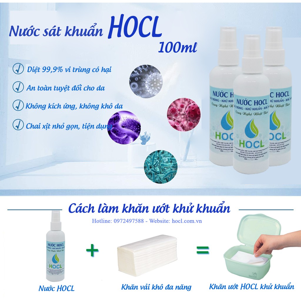 Nước khử trùng sát khuẩn HOCL 100ml