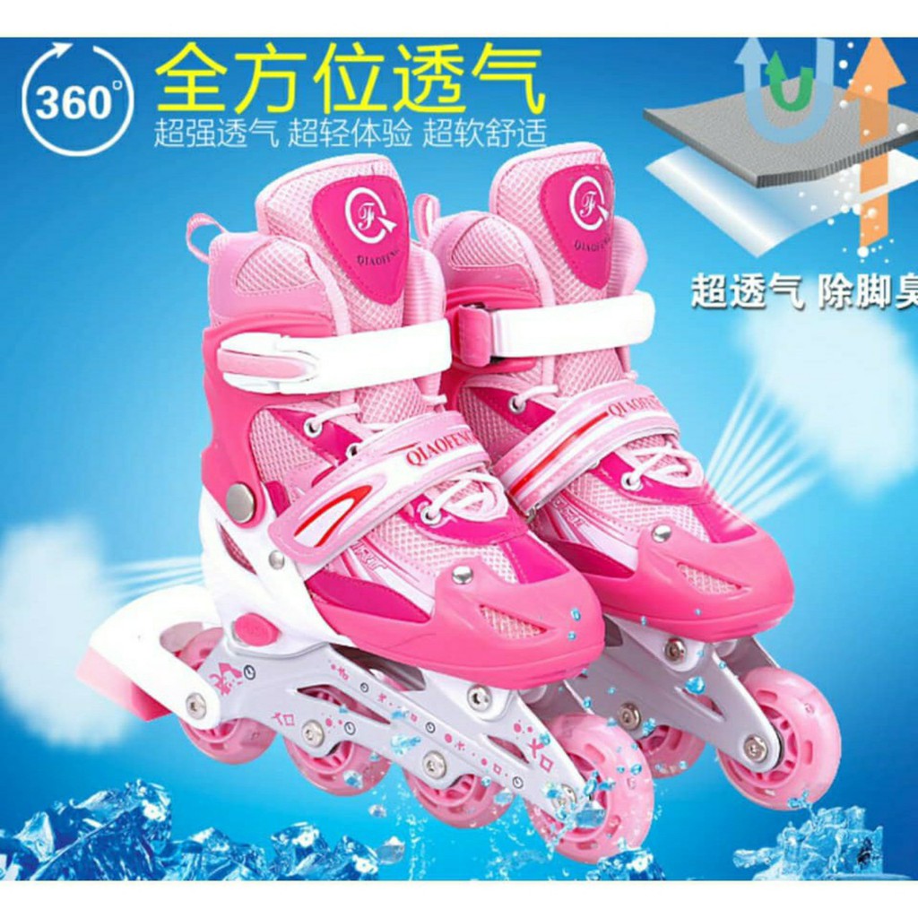 Giày Patin trẻ em điều chỉnh size, patin kidsport bánh phát sáng, giày trượt bé trai bé gái (tặng kèm đồ bảo hộ)