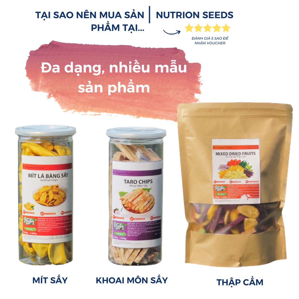 [Trái cây sấy khô] Khoai lang vàng sấy giòn cao cấp Nutrion ăn vặt giảm cân tốt cho sức khỏe