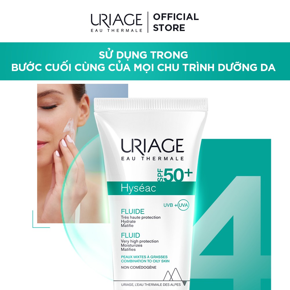 Sữa chống nắng cho da dầu, mụn URIAGE HYSÉAC SPF50+ UVB+UVA FLUIDE 50ml