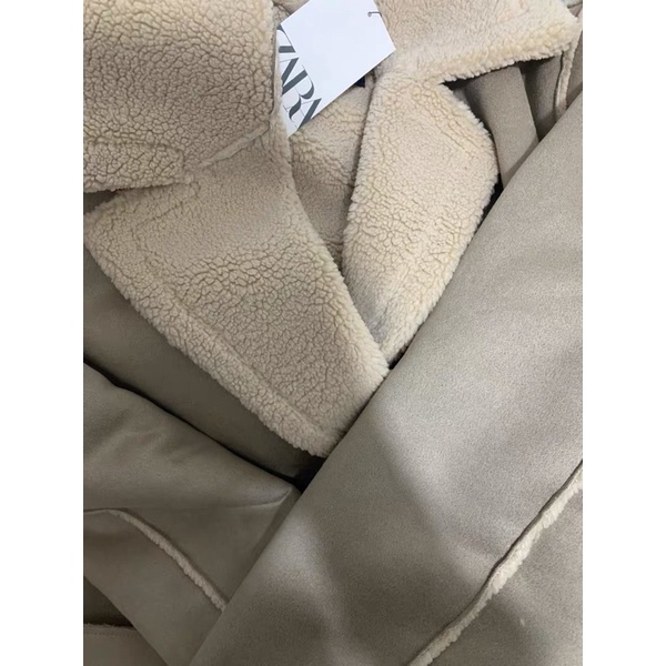 Order hàng xuất ZARA áo khoác da lộn lót lông cừu mới của nữ | BigBuy360 - bigbuy360.vn