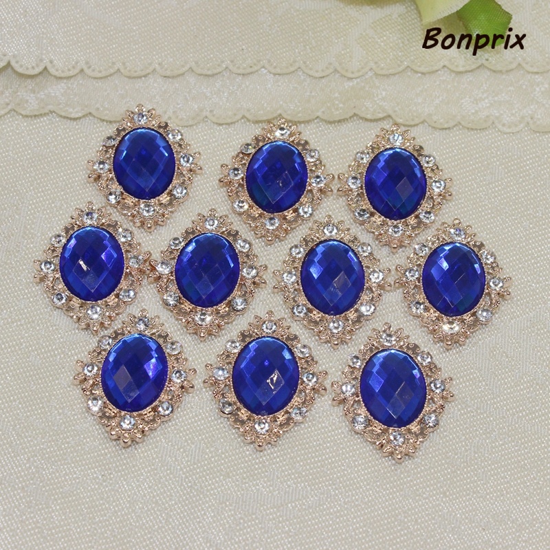 Set 10 Nút Đính Đá Pha Lê Cabochon Màu Vàng DIY