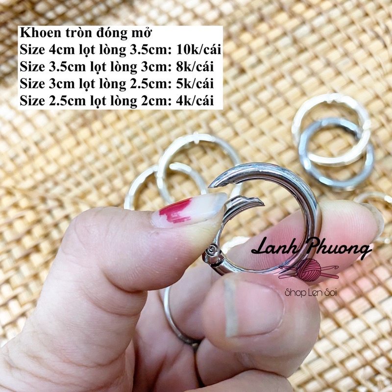 Khoen Tròn Làm Túi Có Chốt Đóng Mở Nhiều Size (cái)