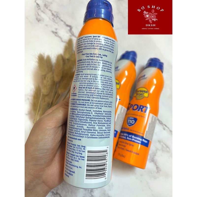 HÀNG CHÍNH HÃNG - Xịt chống nắng thể thao banana boat SPF 100 DATE MỚI NHẤT 05/2024