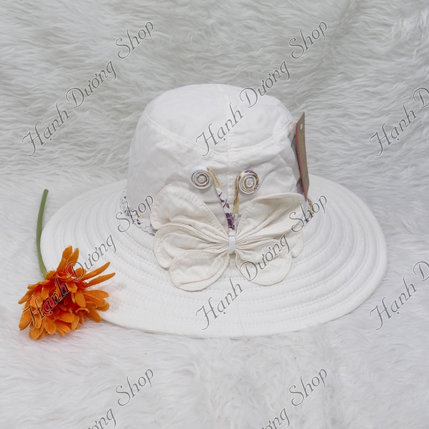 Mũ đẹp nón bo nữ vành rộng 9cm gắn cánh bướm có kết tít xung quanh phù hợp cho nữ