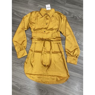 Đầm sơ mi lụa kèm belt rời