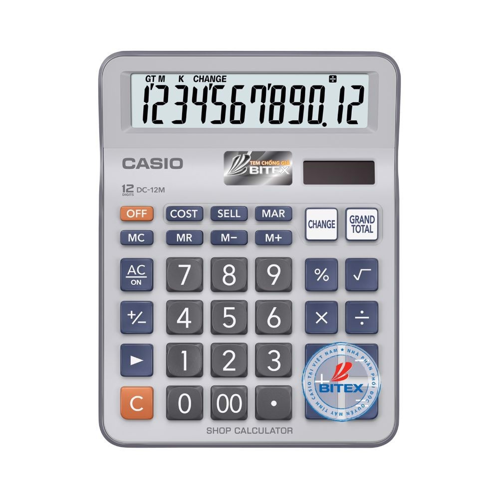 Máy tính Casio DC-12M - Chính hãng Casio - Bảo hành 7 năm