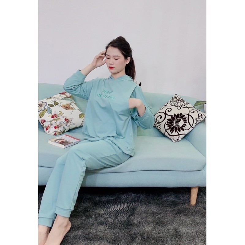 Bộ đồ bầu mặc nhà và sau sinh chất coton da cá BD909