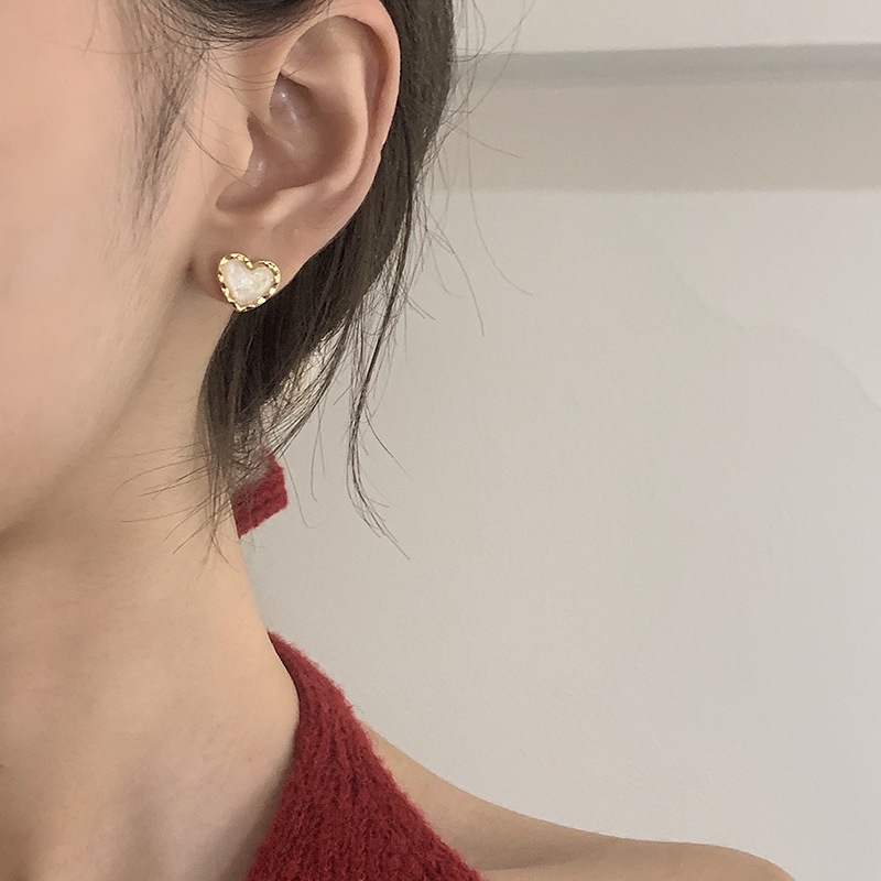 Đôi khuyên tai hình trái tim đính đá thanh lịch cho nữ
