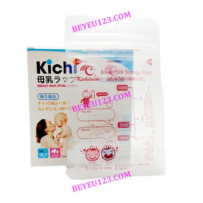 (Tặng Viết) Hộp 30 túi trữ sữa mẹ 100ml KICHILACHI K30 (Công nghệ Japan)