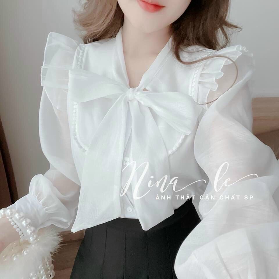 [Hình Thật Kèm Video] Áo Sơ Mi 21Room Trắng Kiểu Công Sở Chất Tơ 2 Lớp Hàng Chuẩn Qc