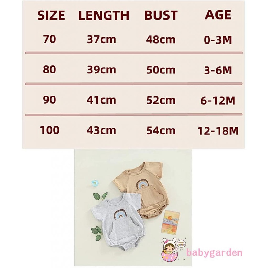 Áo Liền Quần Ngắn Tay Cổ Tròn In Hình Cầu Vồng Cho Bé Trai 0-18 Tháng Tuổi One