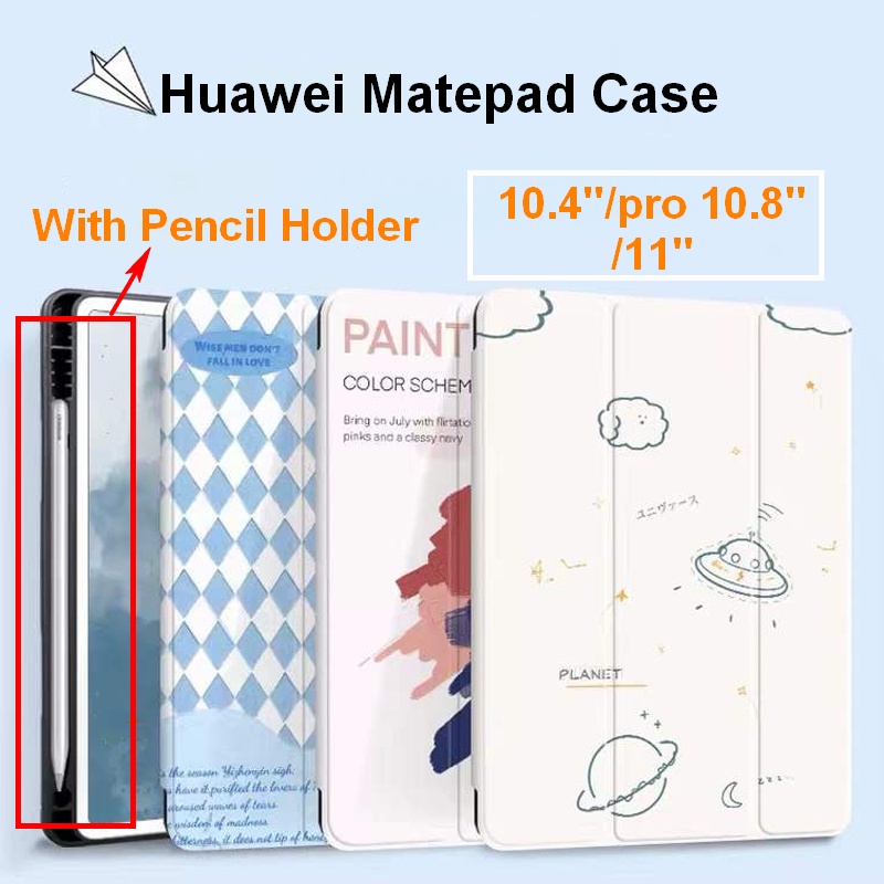 Ốp Máy Tính Bảng Da Mềm Chống Rơi Hình Gấu Màu Cam Có Ngăn Đựng Bút Chì Cho Huawei V6 Matepad 11 Pro 10.8 '' Matepad 10 4