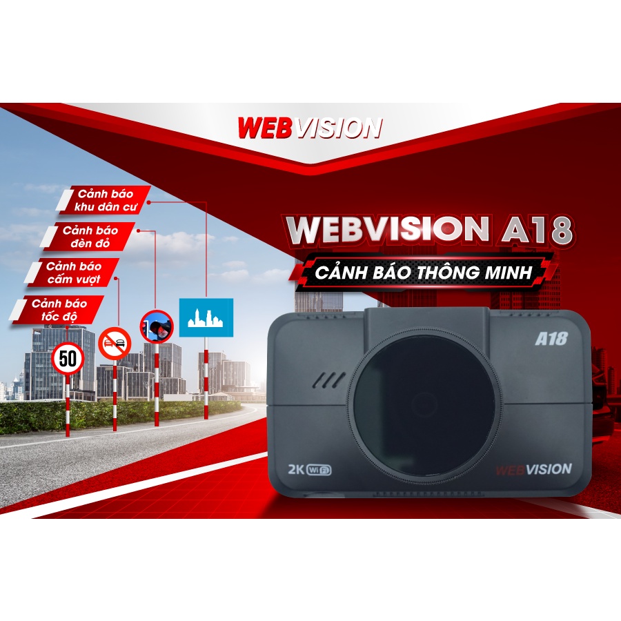 CAMERA HÀNH TRÌNH WEBVISION A18 Cảnh Báo Tốc Độ, Giới Hạn Tốc Độ Bằng giọng Nói, Độ Phân Giải 2k