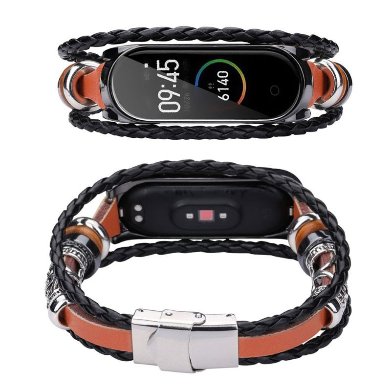 Dây bện đeo cổ tay cổ điển kim loại thay thế cho đồng hồ Xiaomi Mi Band 4/3
