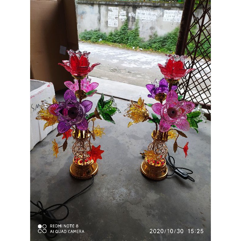 Đèn thờ lục bình 5 bông hoa hạt