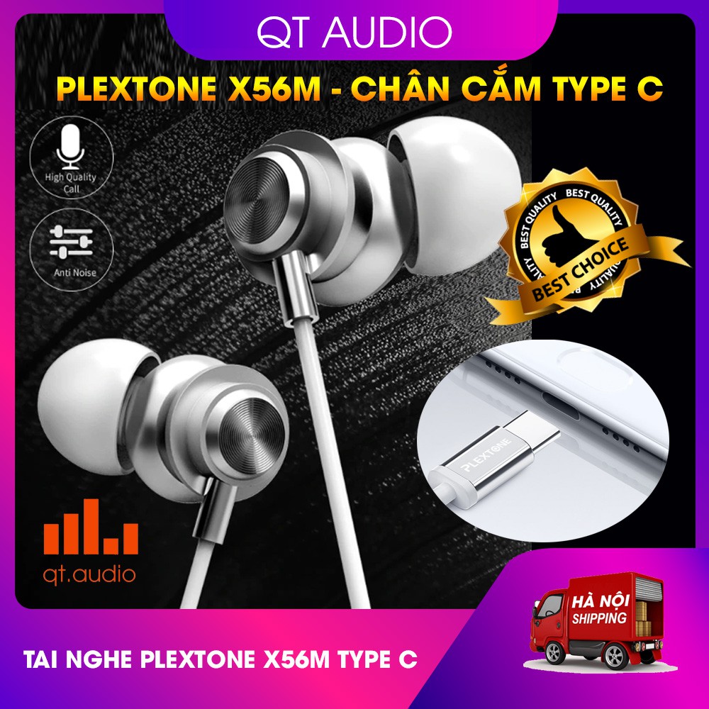 Tai nghe plextone X56M chân cắm typeC, có mic đàm thoại, tương thích xi-aomi mi6, note3,mi mix2, hua-wei