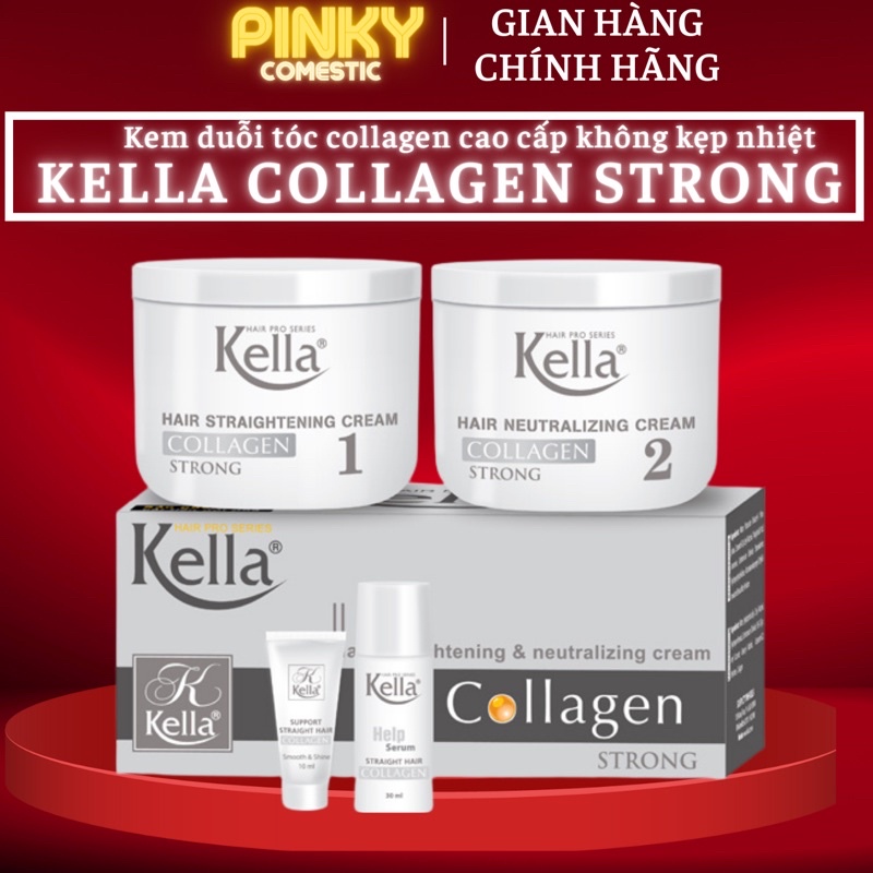 Kem Duỗi Tóc Thuốc Ép Tóc Kella Collagen Strong Trắng