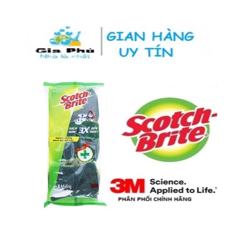 Bộ 2 sản phẩm chính hãng 3M SCOTCH BRITE : 3 miếng rửa chén bát và 1 đôi găng tay cao su thiên nhiên CHO GIA ĐÌNH BẠN