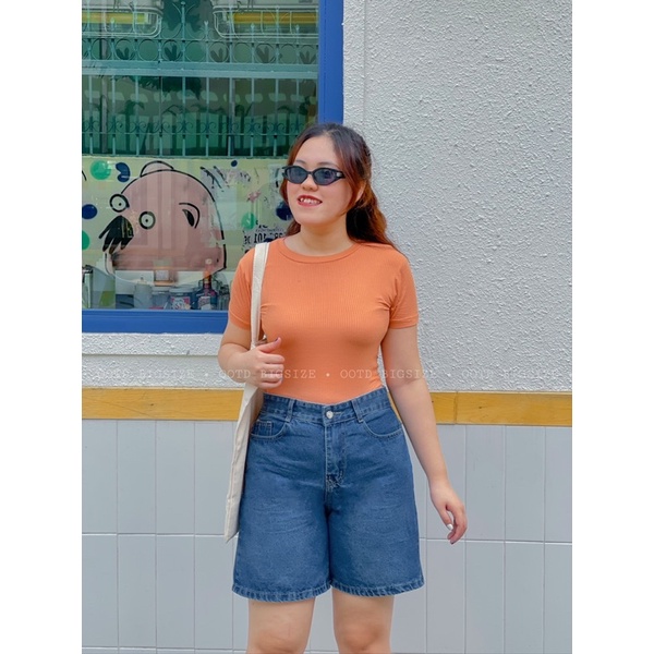 Quần jean short ngố ống rộng