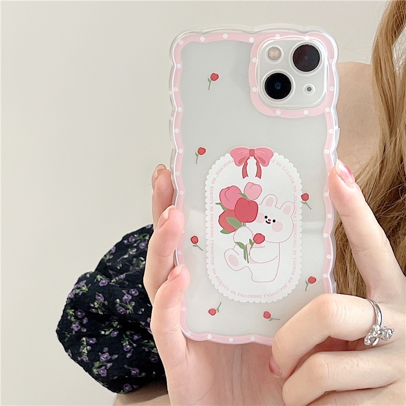 Ốp lưng iphone Ốp Điện Thoại Họa Tiết Thỏ / Hoa Cho iphone13Promax 12 xs / xr / 6Plus-14 Dinuo case