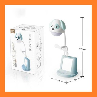 Đèn học chống cận thị hình thú 3 trong 1 có quạt và gương - đèn bàn cho bé sử dụng pin sạc